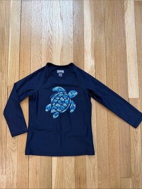 Vilebrequin Navy Long-Sleeve Rashguard with Blue Turtle Motif